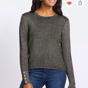 Daniel Rainn Metallic Ribbed Knit Blouse